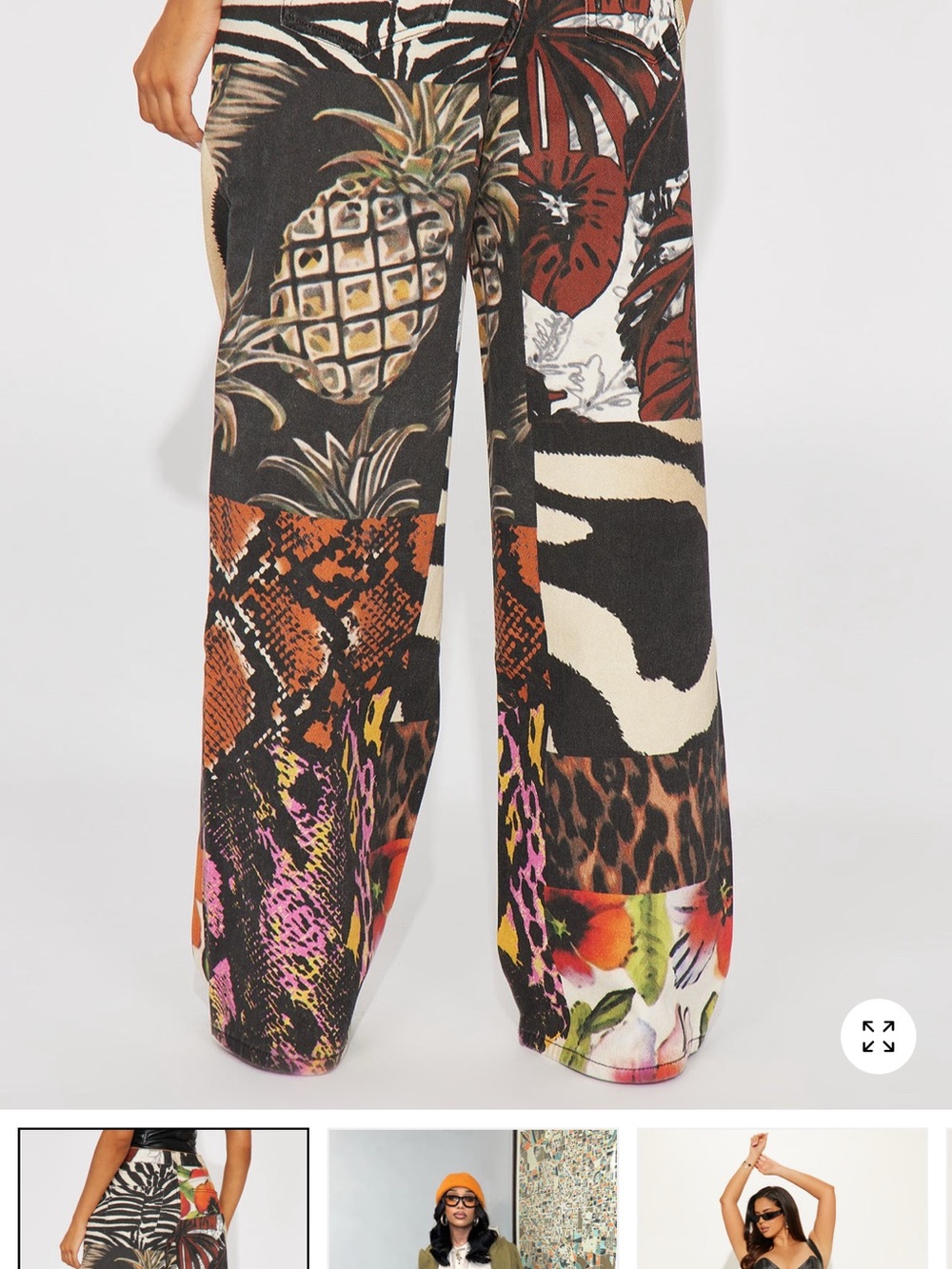 Wide-Leg Patchwork Print Pants - Multi